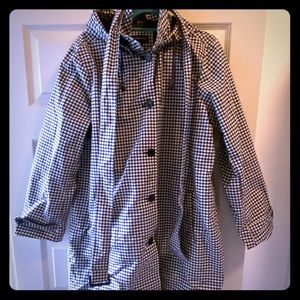 Lands’ End Hooded Plaid Raincoat